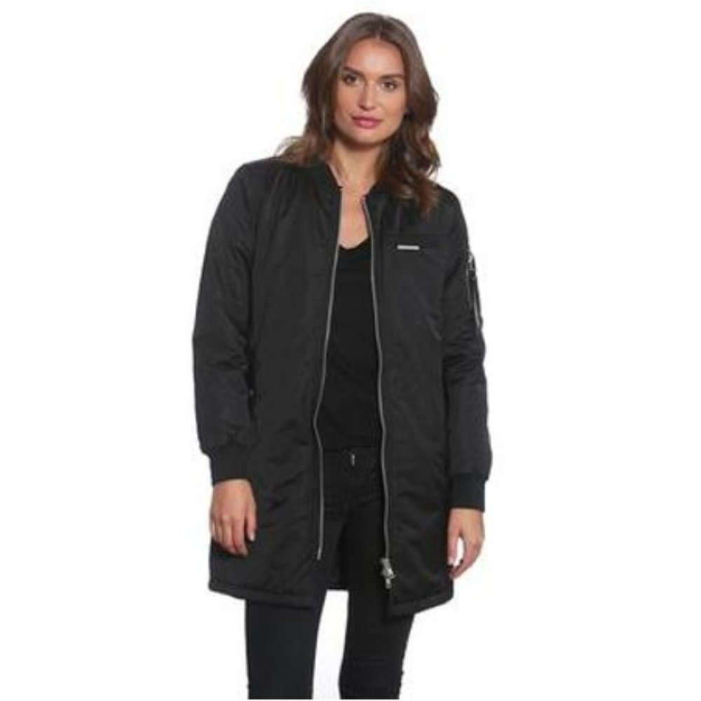 MEMBERS ONLY Black Long Bomber Jacket